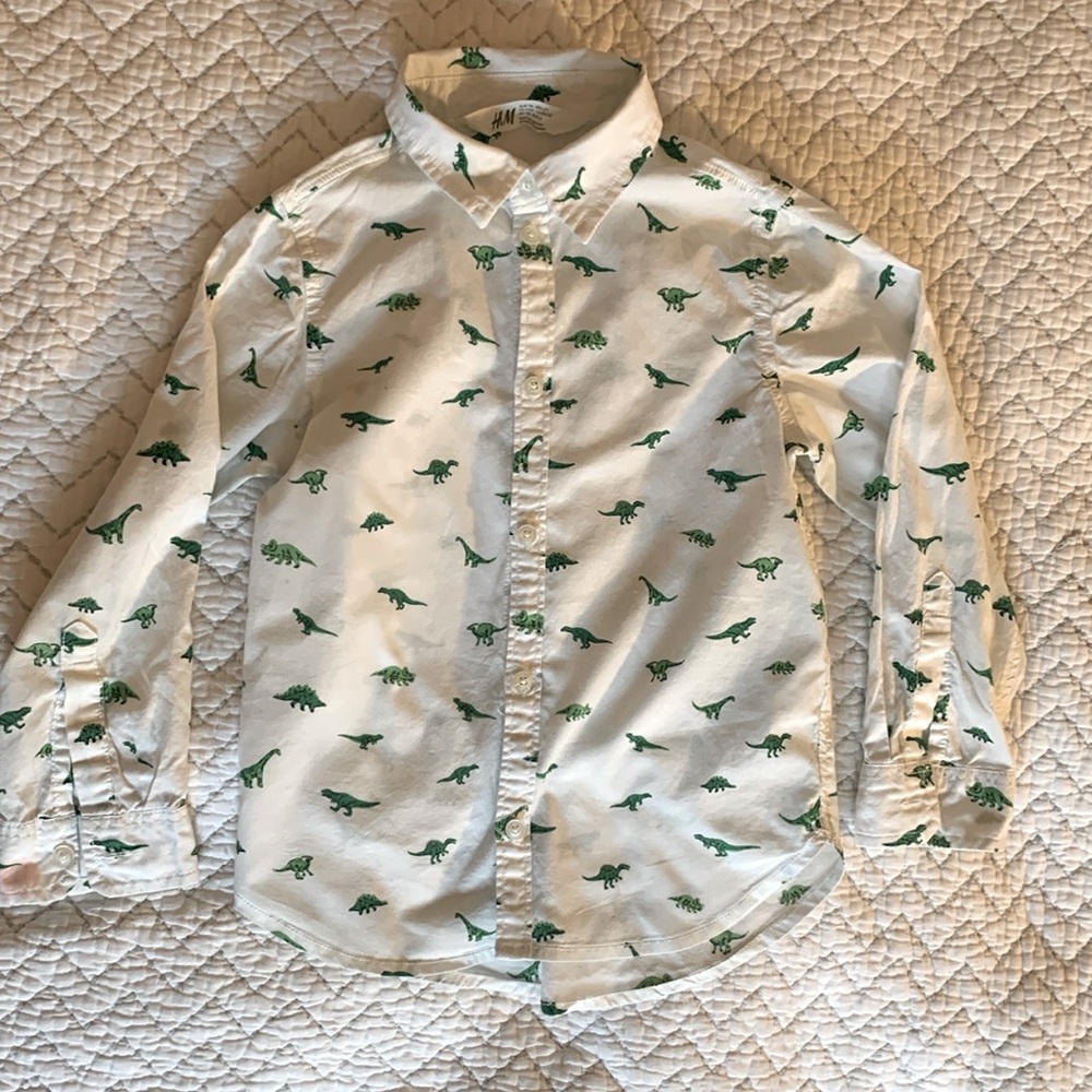 H&M dinosaur button down shirt, size 5-6